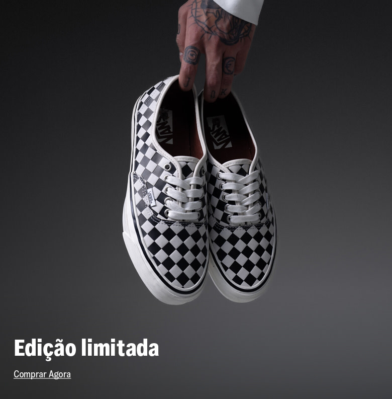 Coleção de tênis Vans com design diferenciado preto e branco com estampa diamond